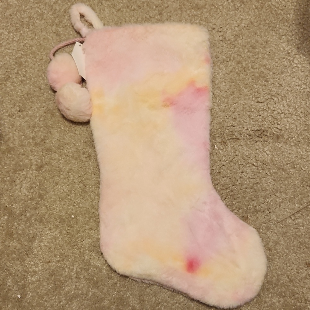 Christmas stocking faux fur tyedye nwt new Holiday Stockings